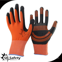 SRSAFETY 2016 best selling 13g knitted spandex liner nitrile gloves with dots,safety gloves